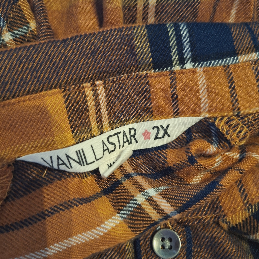 Vanilla Star Orange Brown Plaid Size 2XL Very Good Condition Perfect For Fall - Picture 3 of 3